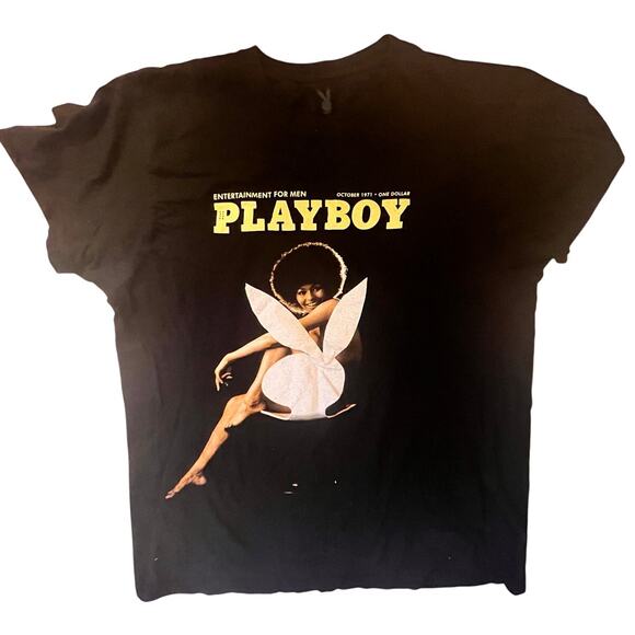 Playboy Black T-Shirt - 100% Cotton -Size: L - Excellent Condition - Picture 1 of 9